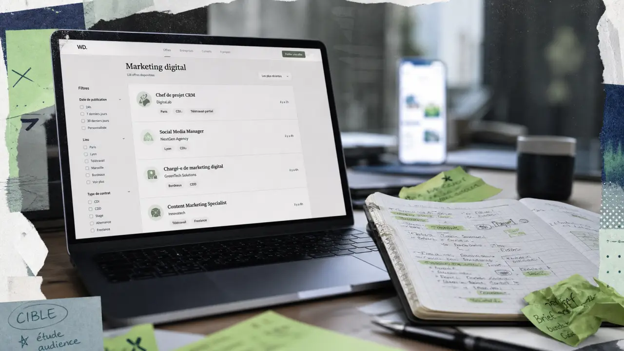 Emploi marketing digital : filtres d’offres et candidatures rapides