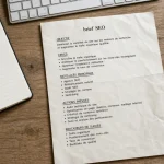 Scribeur, rédaction SEO entre humain et IA sur table