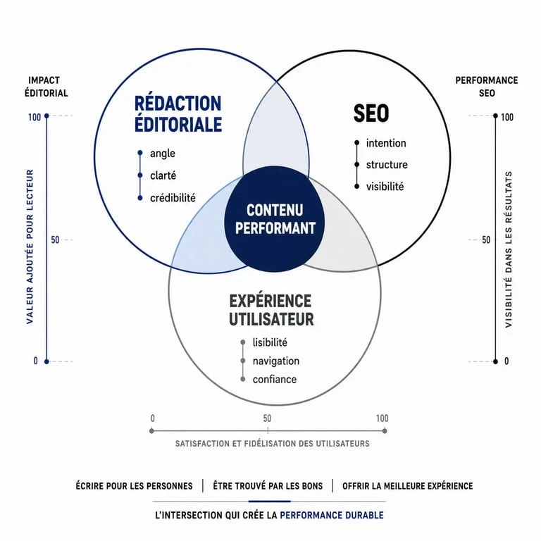 Les trois piliers de la rédaction pour le web : éditorial, SEO et expérience utilisateur