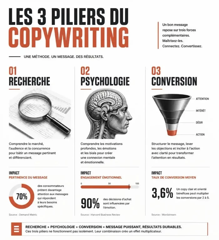 Infographie sur les compétences clés pour réussir dans les copywriting jobs