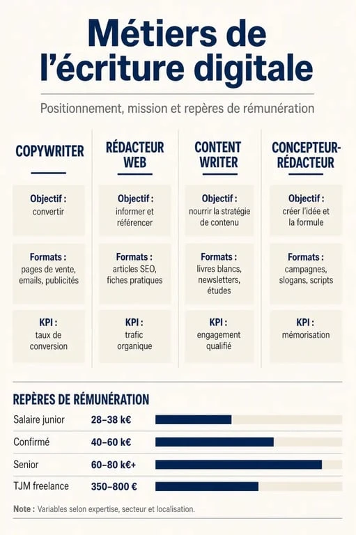 Copy writer : comparaison des métiers du texte et repères de rémunération