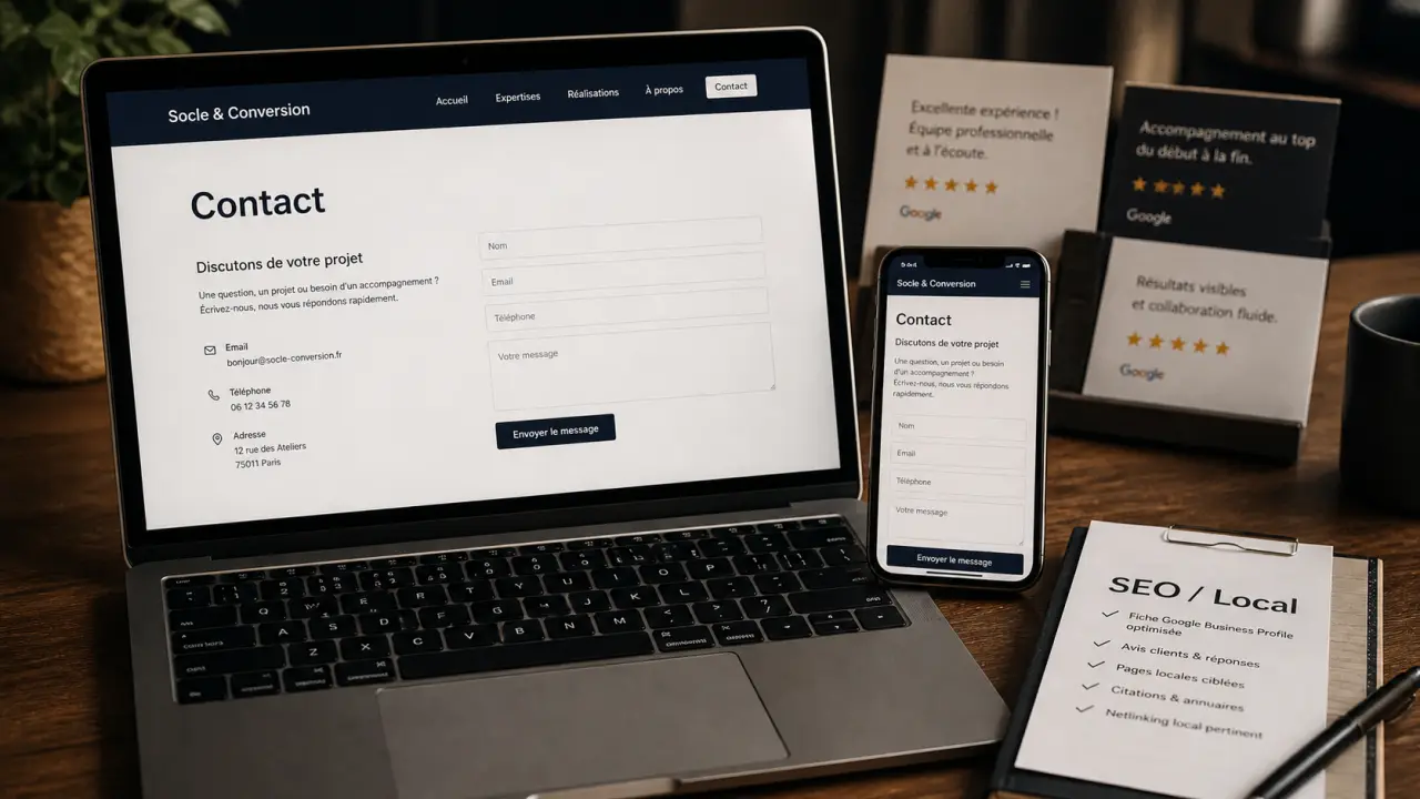 Etre visible sur internet : site web, SEO et Google Business Profile (Contact mobile)