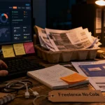Freelance nocode : bureau no-code, missions et dashboard sur écran