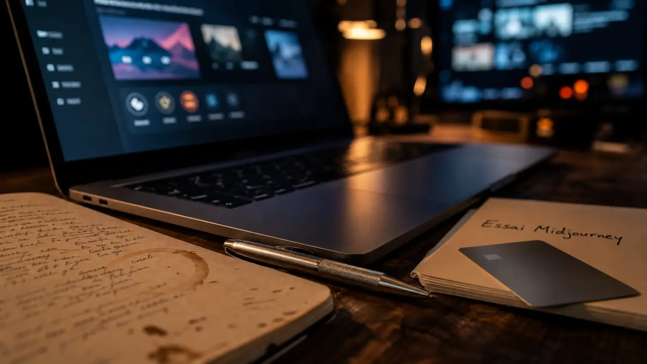 Midjourney essai gratuit : test sur laptop
