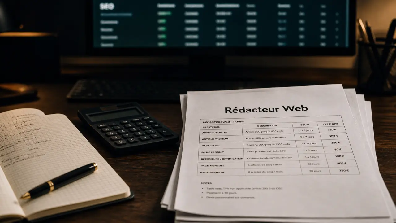 Rédacteur web prix : TJM 373 € et tarifs au mot