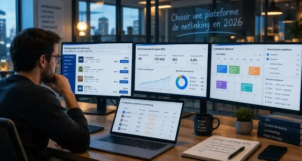 Choisir une plateforme de netlinking en 2026 : sites, métriques et délais à contrôler