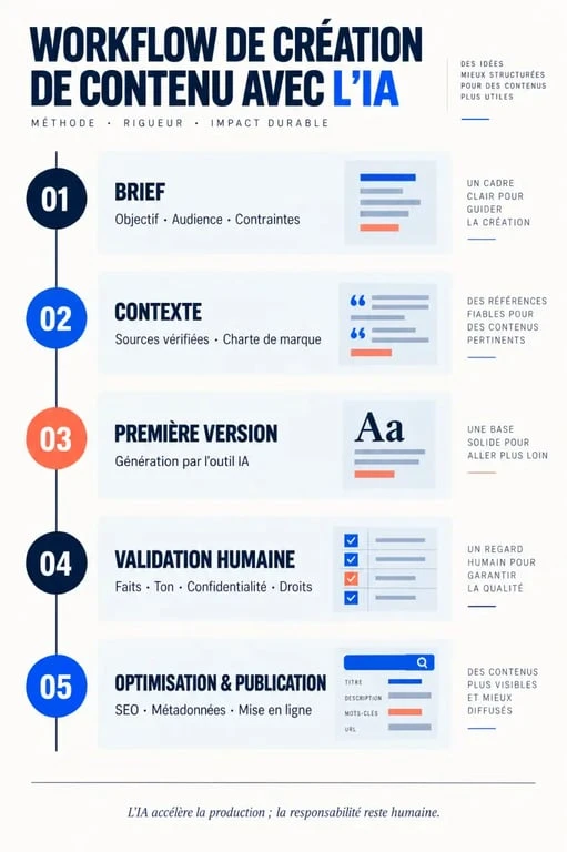 Formation création de contenu IA Aix-en-Provence : workflow de production avec vérification humaine