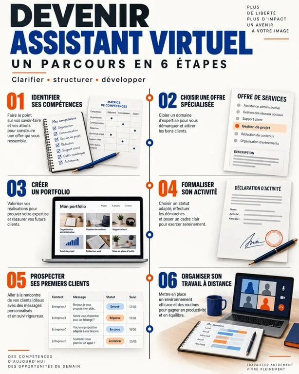 Parcours en six étapes pour devenir assistant virtuel freelance
