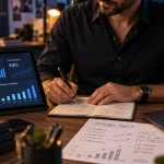 Digital marketing manager analysant des KPI et la stratégie digitale