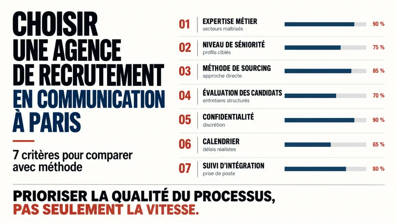 Critères pour choisir une agence de recrutement communication Paris